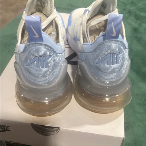Nike Air Max 270 White and Light Blue Sneakers - Picture 3 of 4